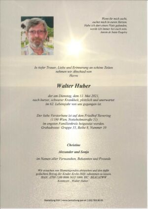 Traueranzeige von Walter Huber
