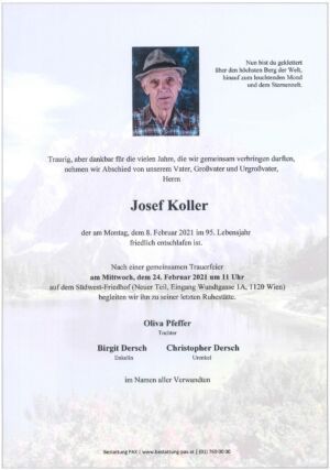 Traueranzeige von Josef Koller