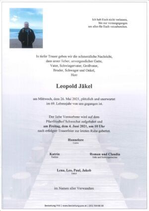Traueranzeige von Leopold Jäkel