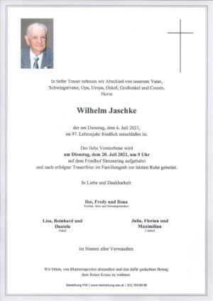 Traueranzeige von Wilhelm Jaschke