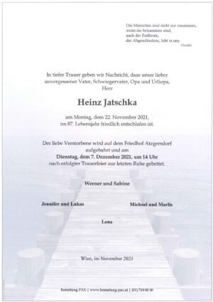 Traueranzeige von Heinz Jatschka