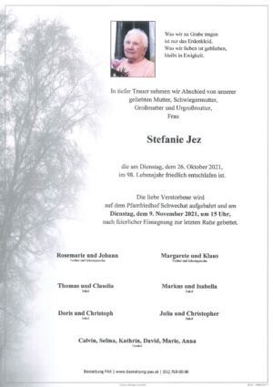 Traueranzeige von Stefanie Jez
