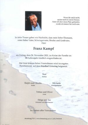 Traueranzeige von Franz Kampf