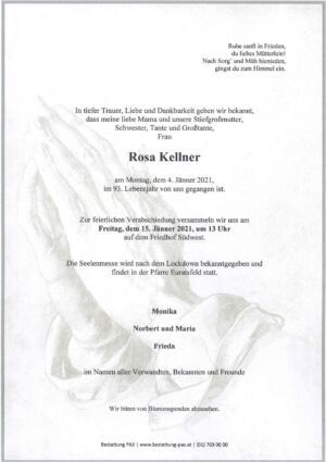 Traueranzeige von Rosa Kellner