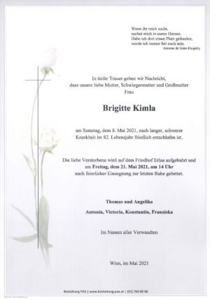 Traueranzeige von Brigitte Kimla