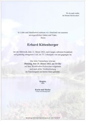 Traueranzeige von Erhard Kittenberger