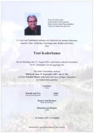 Traueranzeige von Anton Koderbauer