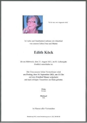 Traueranzeige von Edith Köck