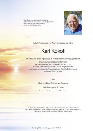Traueranzeige von Karl Kokoll