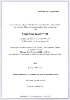 Traueranzeige von Christine Kollowrat