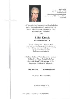 Traueranzeige von Edith Krauk