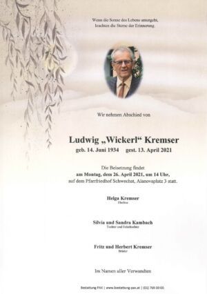 Traueranzeige von Ludwig Kremser