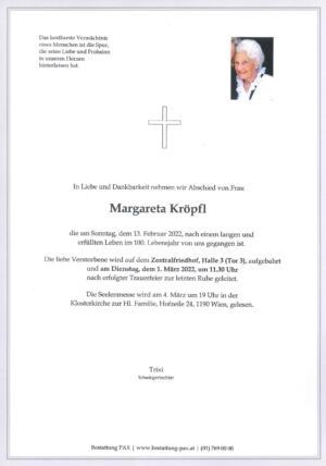 Traueranzeige von Margareta Kröpfl