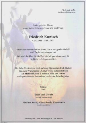 Traueranzeige von Friedrich Kunisch