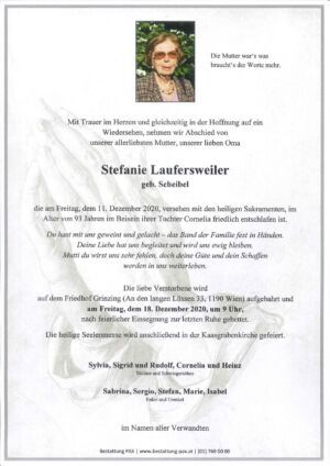 Traueranzeige von Stefanie Laufersweiler
