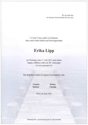Traueranzeige von Erika Lipp