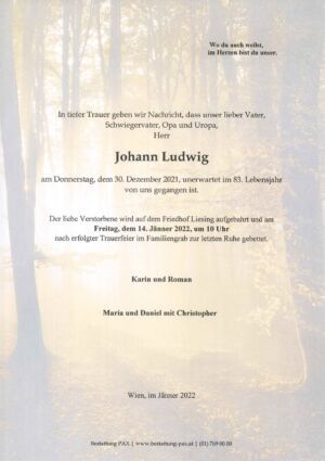 Traueranzeige von Johann Ludwig