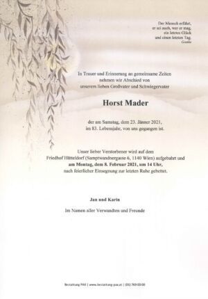 Traueranzeige von Horst Mader