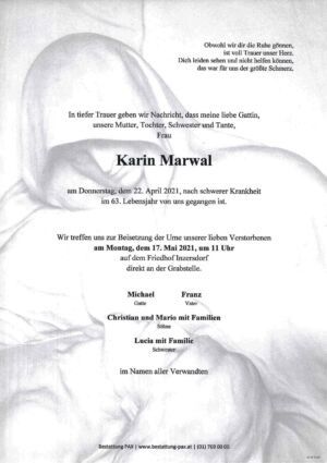 Traueranzeige von Karin Marwal