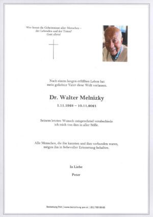 Traueranzeige von Dr. Walter Melnizky