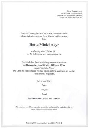 Traueranzeige von Herta Minichmayr