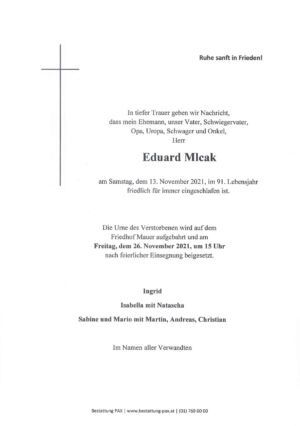 Traueranzeige von Eduard Mlcak