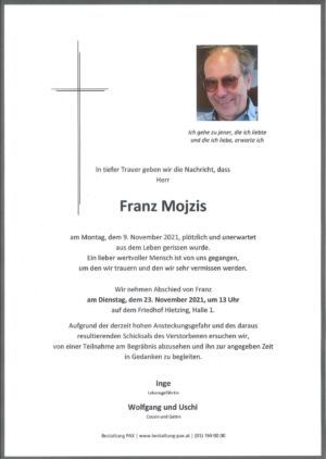 Traueranzeige von Franz Mojzis