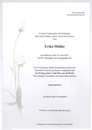 Traueranzeige von Erika Müller