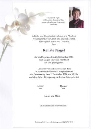 Traueranzeige von Renate Nagel