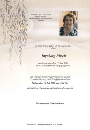 Traueranzeige von Ingeborg Nitsch