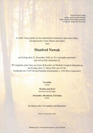 Traueranzeige von Manfred Nowak