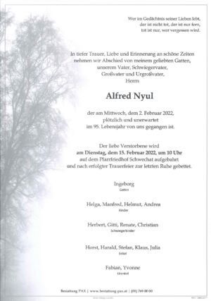 Traueranzeige von Alfred Nyul