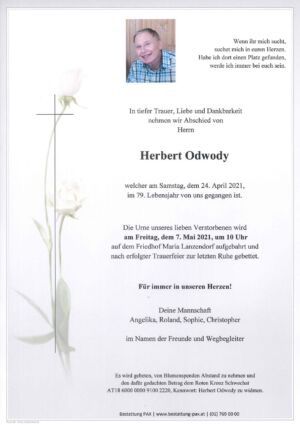 Traueranzeige von Herbert Odwody