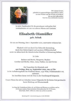 Traueranzeige von Elisabeth Oismüller
