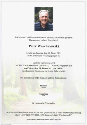 Traueranzeige von Peter Warchalowski