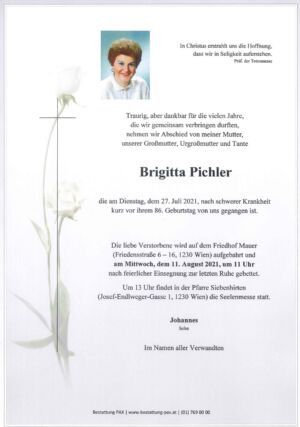 Traueranzeige von Brigitta Pichler