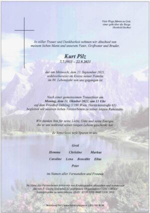 Traueranzeige von Kurt Pilz