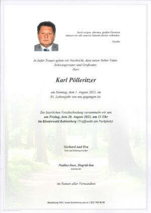 Traueranzeige von Karl Pölleritzer