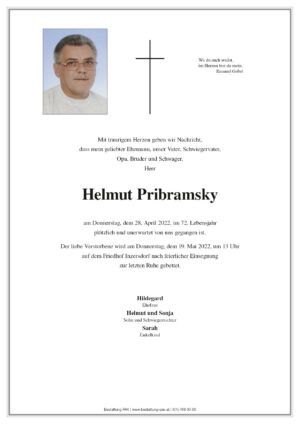 Traueranzeige von Helmut Pribramsky