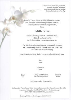 Traueranzeige von Edith Prinz