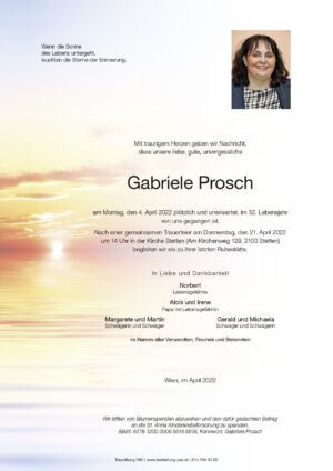 Traueranzeige von Gabriele Prosch