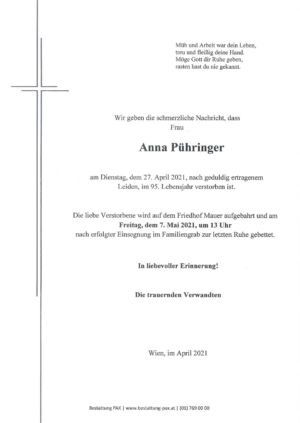 Traueranzeige von Anna Pühringer