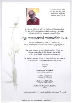 Traueranzeige von Ing. Emmerich Rauscher, B.A.