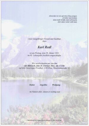 Traueranzeige von Karl Redl