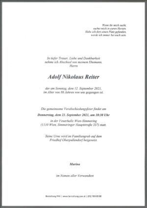Traueranzeige von Adolf Nikolaus Reiter