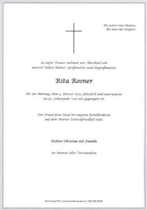 Traueranzeige von Rita Rosner