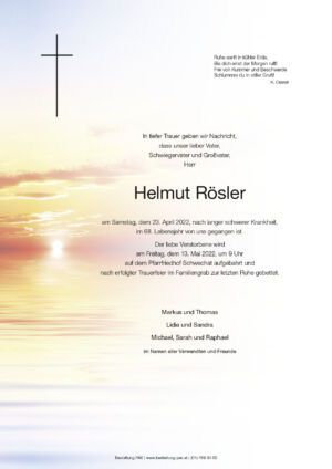 Traueranzeige von Helmut Rösler