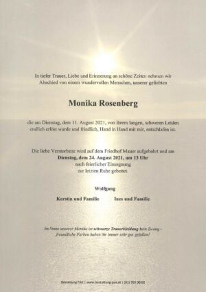 Traueranzeige von Monika Rosenberg