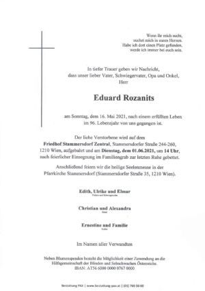 Traueranzeige von Eduard Rozanits