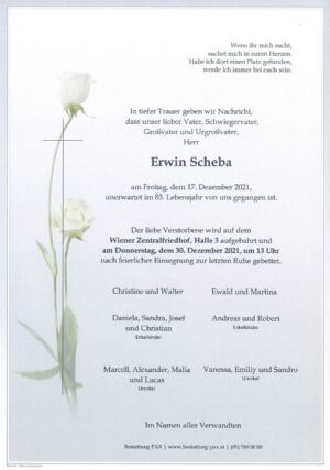 Traueranzeige von Erwin Scheba